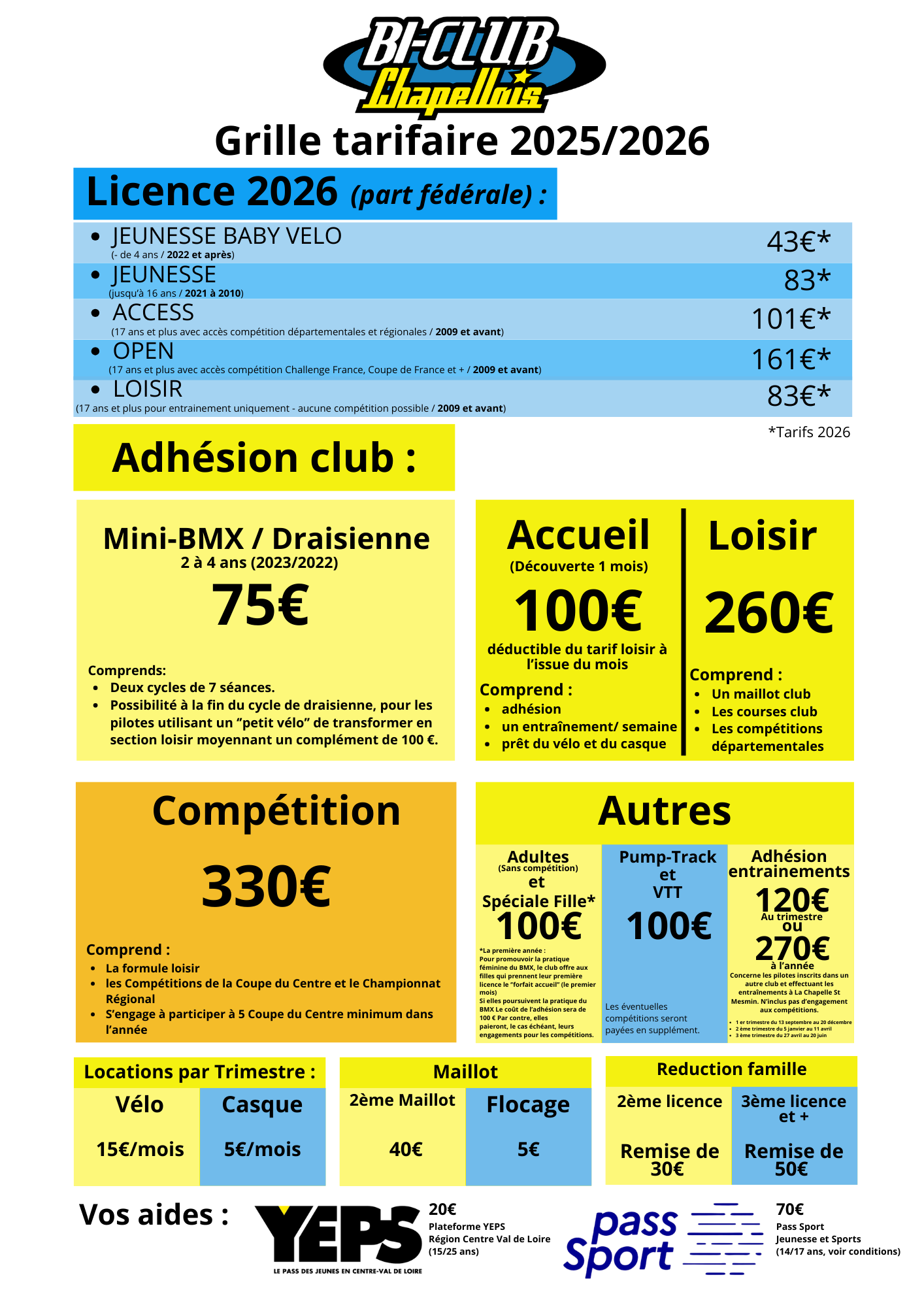 Grille tarifaire 20252026 Grille tarifaire 20252026